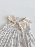 2026 Summer New Girls Preppy Style Striped Vest Dress Cotton Baby Girl Sailor Collar Sleeveless Dress Infant Toddler Clothes