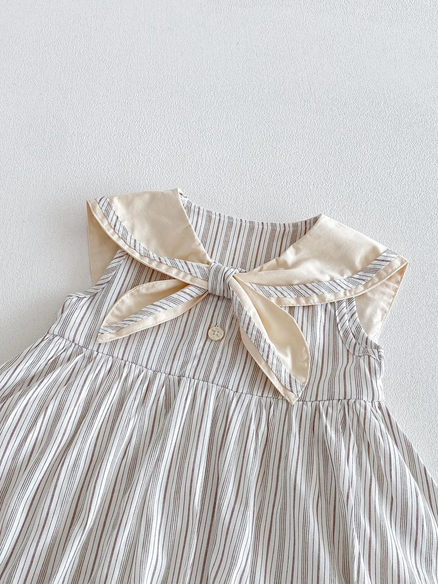 2026 Summer New Girls Preppy Style Striped Vest Dress Cotton Baby Girl Sailor Collar Sleeveless Dress Infant Toddler Clothes
