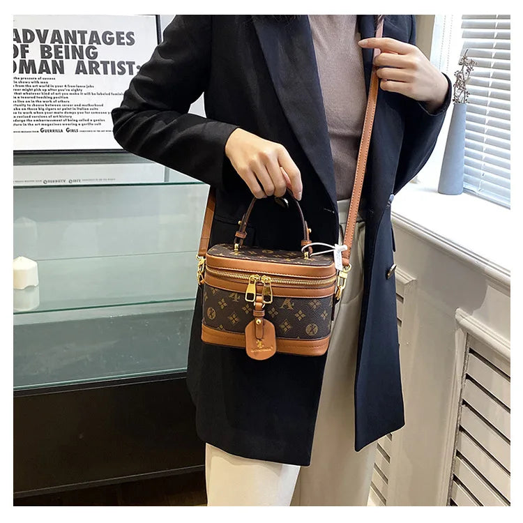 Brand Designer Women's Printed Box Bag Handbags Ladies Retro Patchwork Handbags Wild Portable Shoulder Corssbody Cosmetic Bag