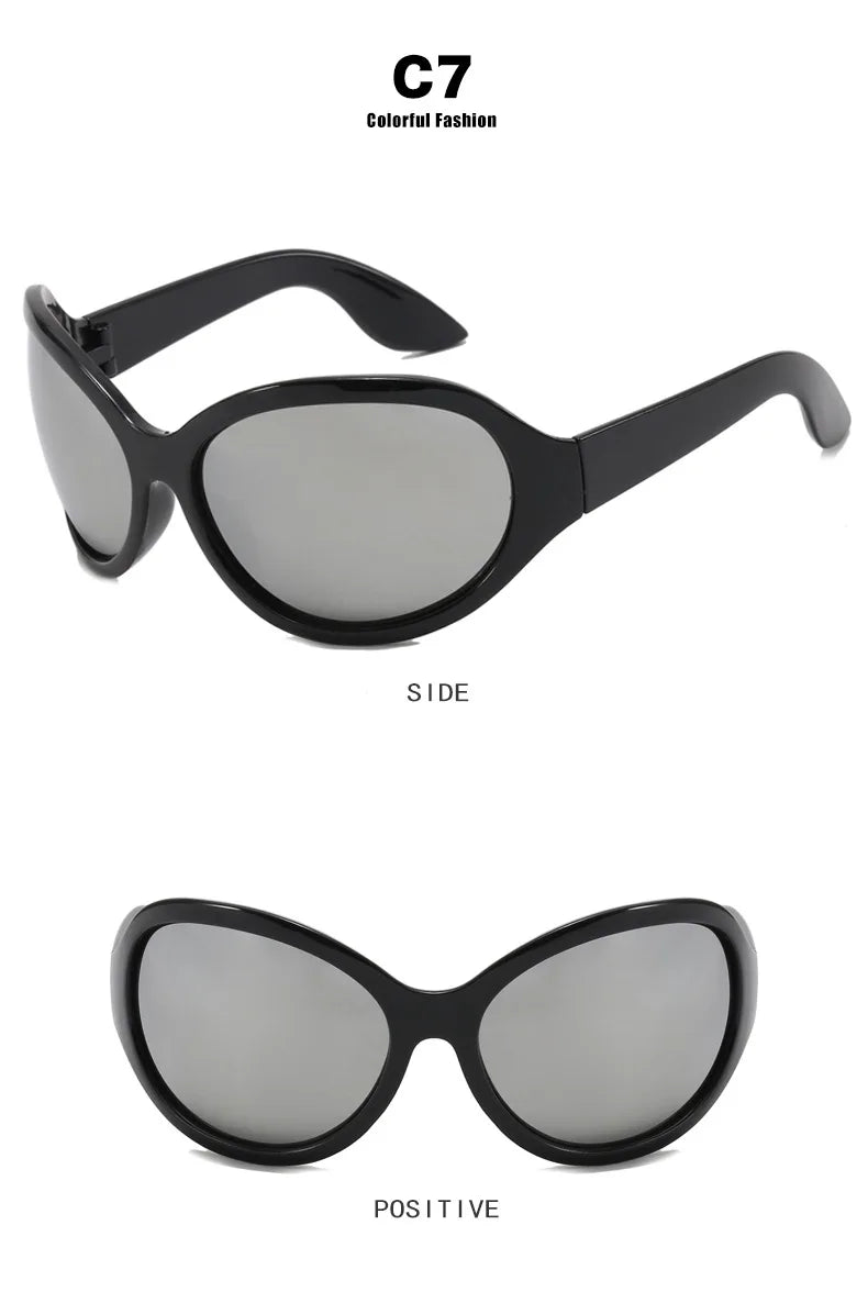 Oversized Y2K Steampunk Sunglasses Women Luxury Brand Designer Oval Sun Glasses Men Cyber Punk Eyewear Shades De Sol Oculos