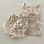 2025 New Baby Sleeveless Clothes Set Boy Girl Summer Thin Cotton Vest + Shorts 2pcs Suit Infant Outfits Toddler Breathable Set