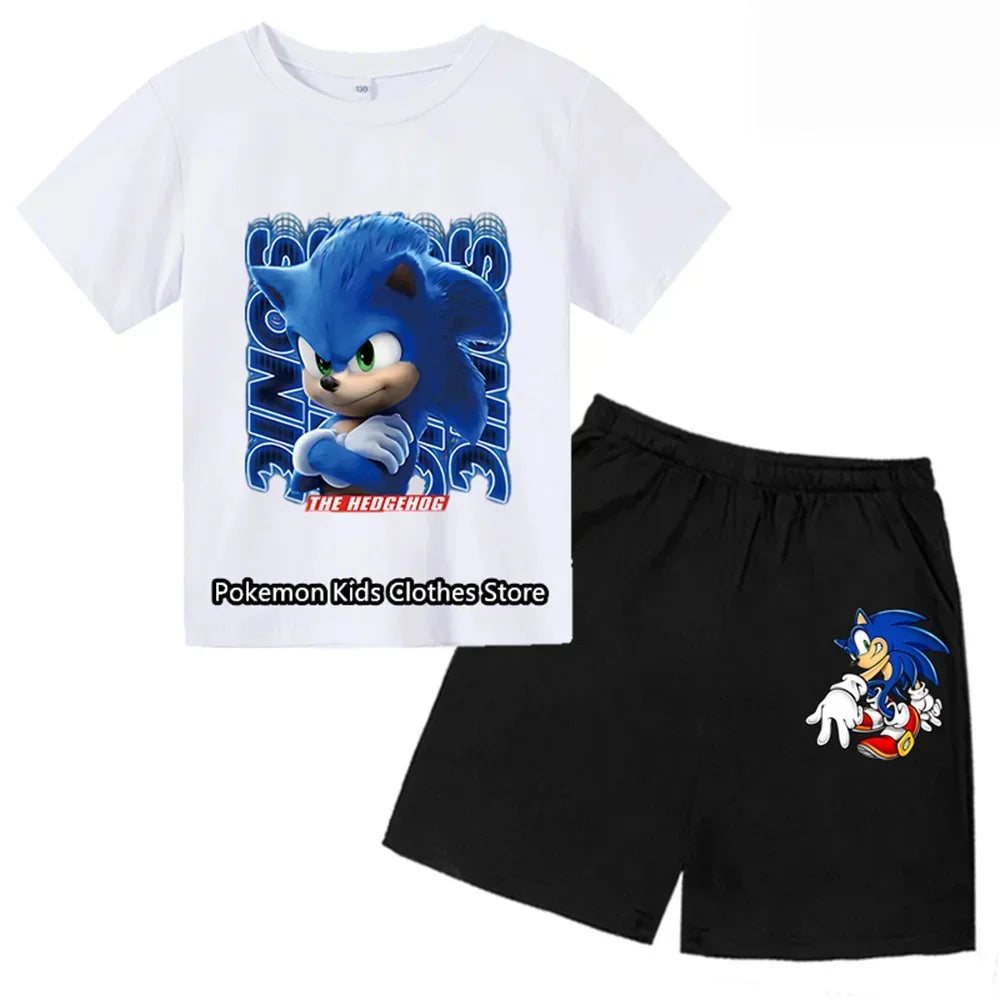 marque tendanceEnsemble de vêtements de sport décontractés pour garçons et filles de 3 à 12 ans, haut à manches courtes + short,