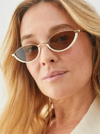 Vintage Half Frame Cat Eye Sunglasses Women Fashion Metal Glasses Punk Trendy Sun Glasses Female Shades for Famale Eyewear Uv400
