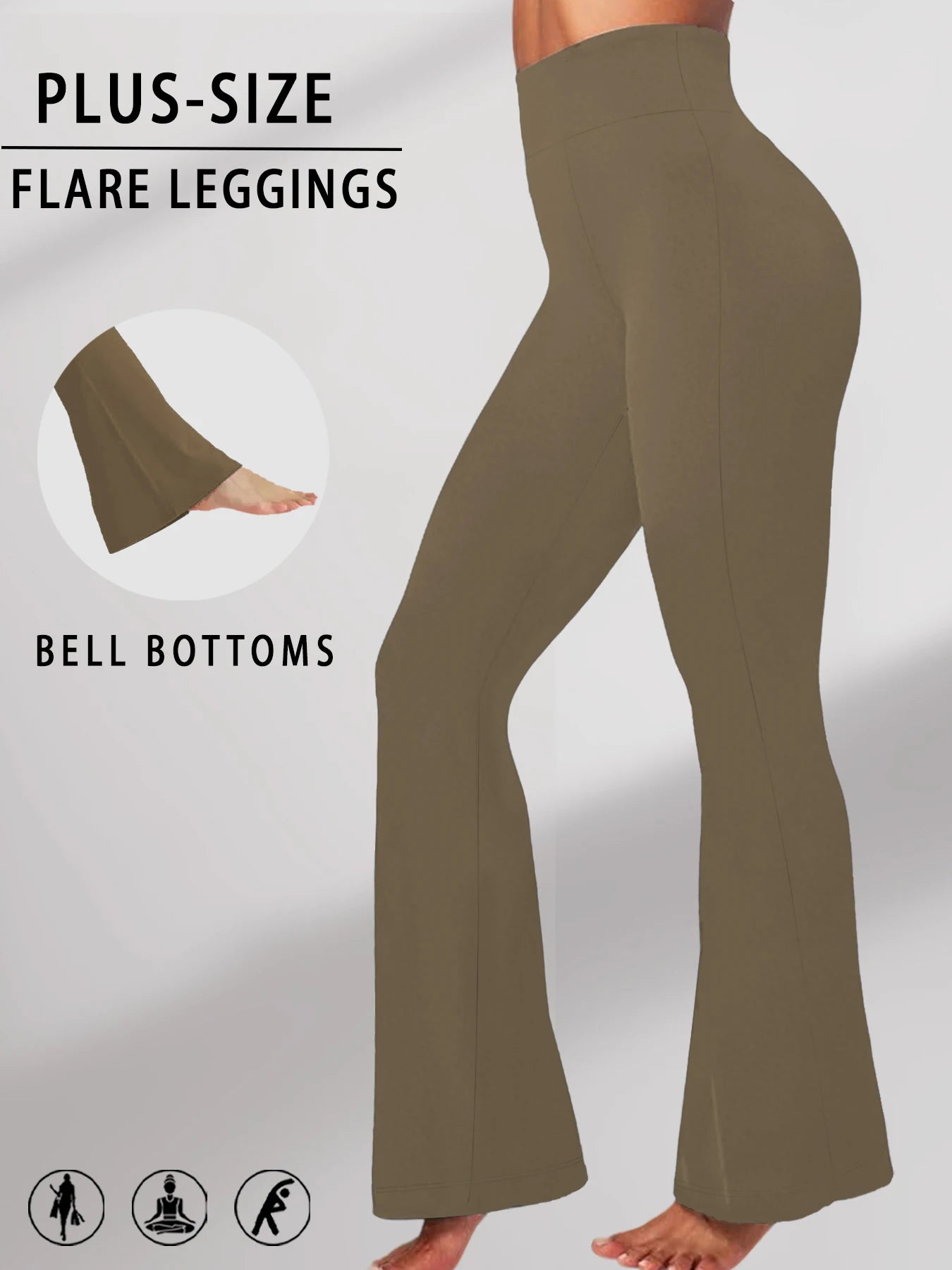 Plus Size Women's Super Soft Flare Pants High Waisted Tummy Control Workout Yoga Push Up Gym Fitness Long Leggings Bell Bottoms