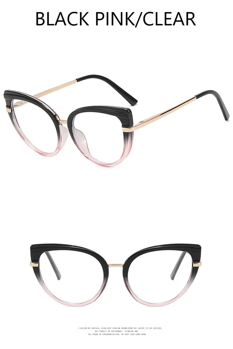 Fashion Anti Blue Light Cat Eye Glasses Frame Blue Light Blocking Eyeglasses Frame for Women Optical Eyewear Cateye Accessories
