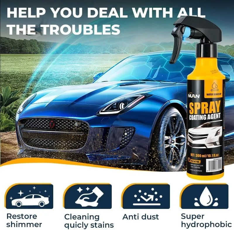 Car Coating Spray Kit 300ml Nano Ceramic Hydrophobic Coating Paint Protection Set With Sponge Cloth Scratch Repair High Gloss
