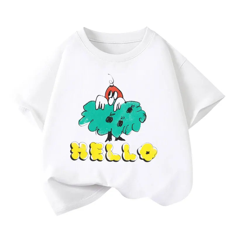 Boys T-shirts 2026 Summer Tops for Kids Short-sleeve Girls Tees Candy Color Children Shirts Cotton Teenager School Outfits