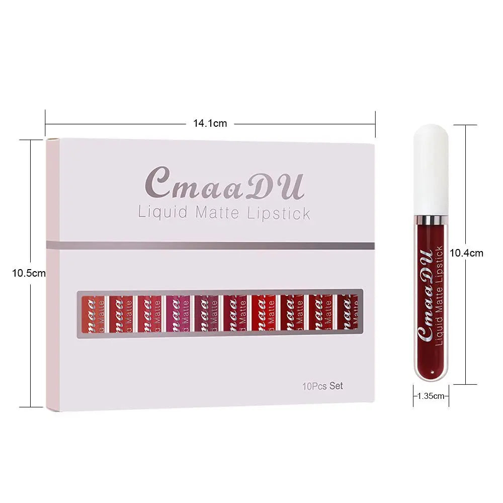 Lips Makeup Cosmetics Kit 10 Colors Matte Lip Gloss Set Velvet Nude High Pigment Matte Liquid Lipstick Set Lasting Easy To Color