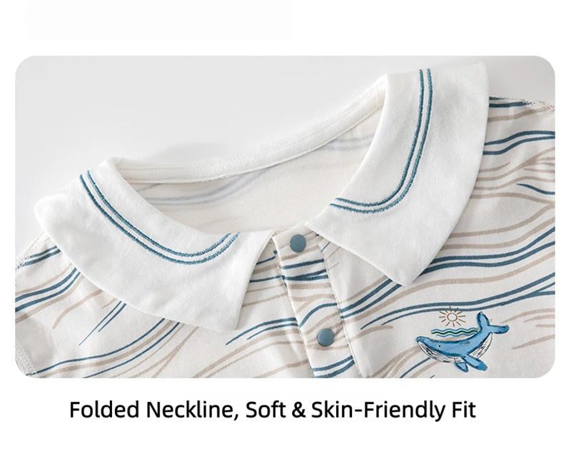 0-3Y Baby Boys 2Pcs Summer Outfit Wave Stripe Polo T-Shirt + Shorts Infant Set Skin Friendly Casual Baby Clothes