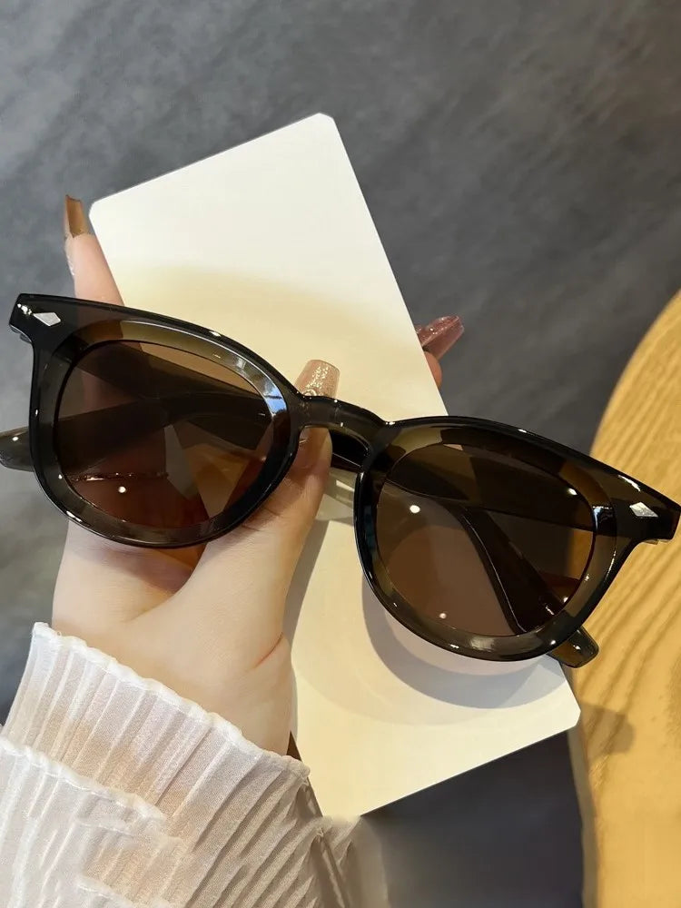 Vintage Punk Square Sunglasses Women Brand Fashion Concave Sun Glasses Men Shades UV400 Olive Green Leopard Rivets Eyewear