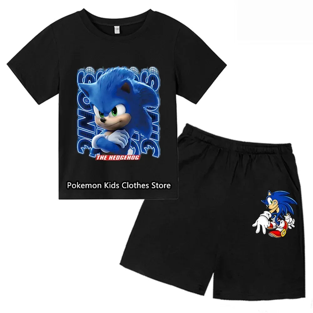 marque tendanceEnsemble de vêtements de sport décontractés pour garçons et filles de 3 à 12 ans, haut à manches courtes + short,