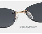 Fashion Trendy Retro Cat Eye Sunglasses Women Luxury Designer Vintage Style Chic Frameless Metal Small Triangle Eyewear