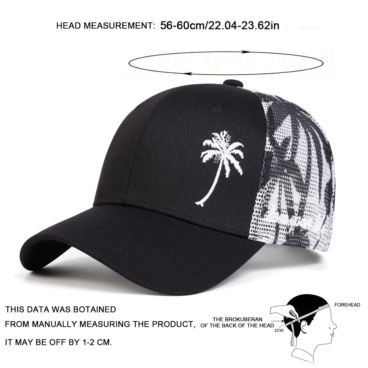 Unisex Coconut Tree Embroidery Baseball Net Caps Spring and Summer Outdoor Adjustable Casual Hats Sunscreen Hat Sports Cap