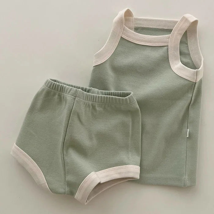 2025 New Baby Sleeveless Clothes Set Boy Girl Summer Thin Cotton Vest + Shorts 2pcs Suit Infant Outfits Toddler Breathable Set
