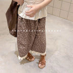2026 Summer New Girls Lace Wide Leg Pants Toddler Thin Casual Pants Baby Girl Floral Mosquito Proof Pants Cotton Kids Clothes