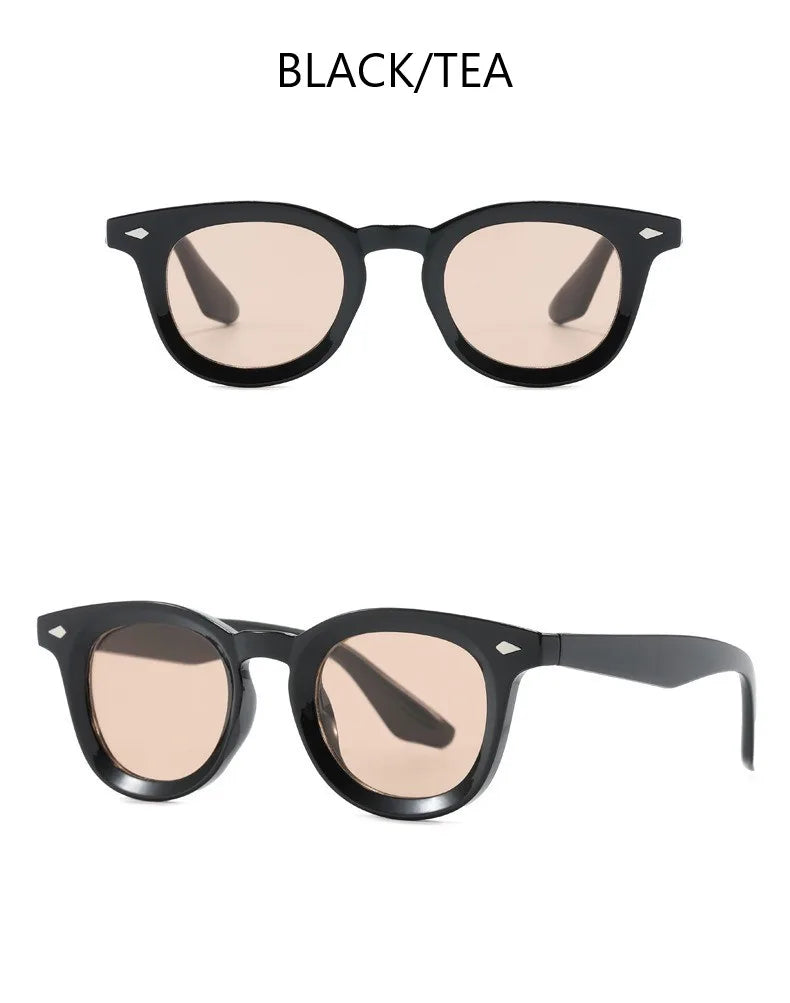 Vintage Punk Square Sunglasses Women Brand Fashion Concave Sun Glasses Men Shades UV400 Olive Green Leopard Rivets Eyewear