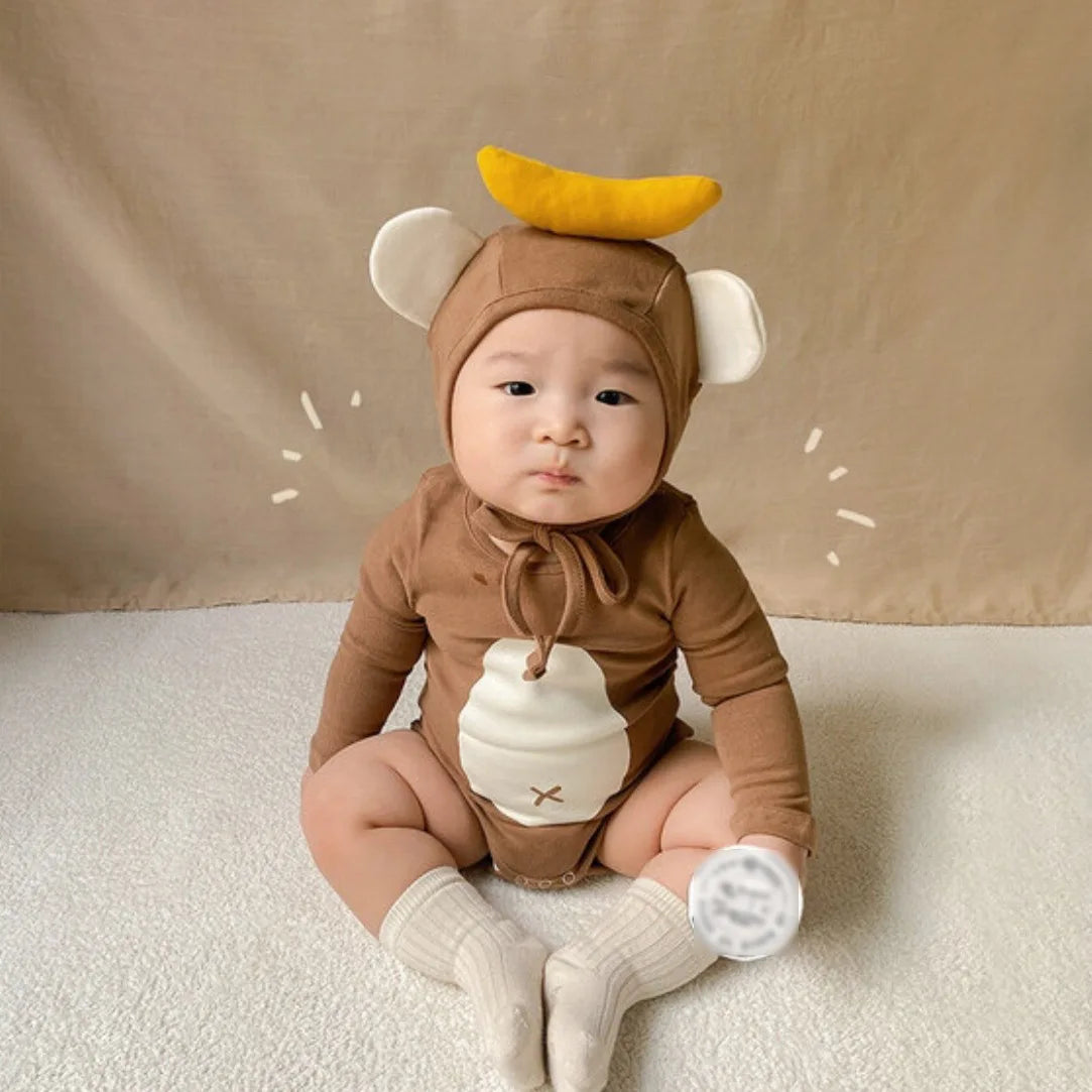 2026 Spring New Baby Long Sleeve Bodysuit + Hat Infant Boy Girl Cute Print Jumpsuit Newborn Toddler Cotton Clothes 0-24M