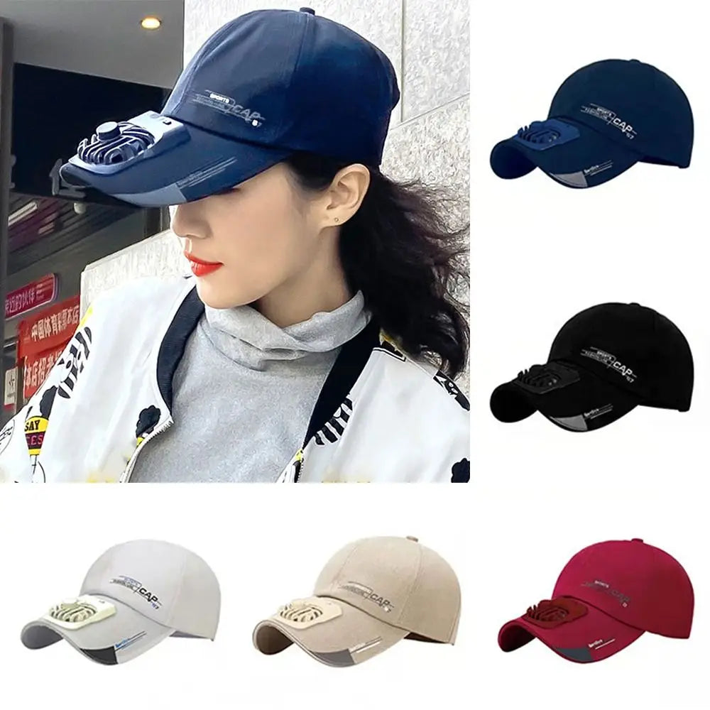 Fan Cooling Baseball Cap Sun Visors Outdoor Sport Cap Summer Breathable Sunscreen Hat For Women Men Camping Hiking Travel