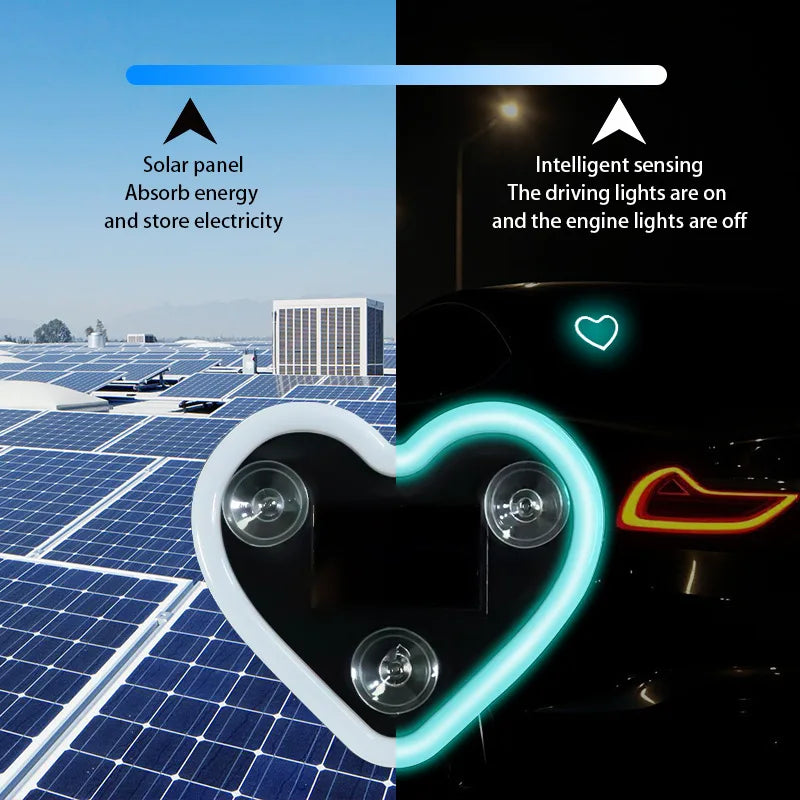 Universal Car Solar Heart-shaped Light Car Window LED Peach Heart Atmosphere Lamp for Car Exterior Interior Decoration