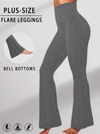 Plus Size Women's Super Soft Flare Pants High Waisted Tummy Control Workout Yoga Push Up Gym Fitness Long Leggings Bell Bottoms