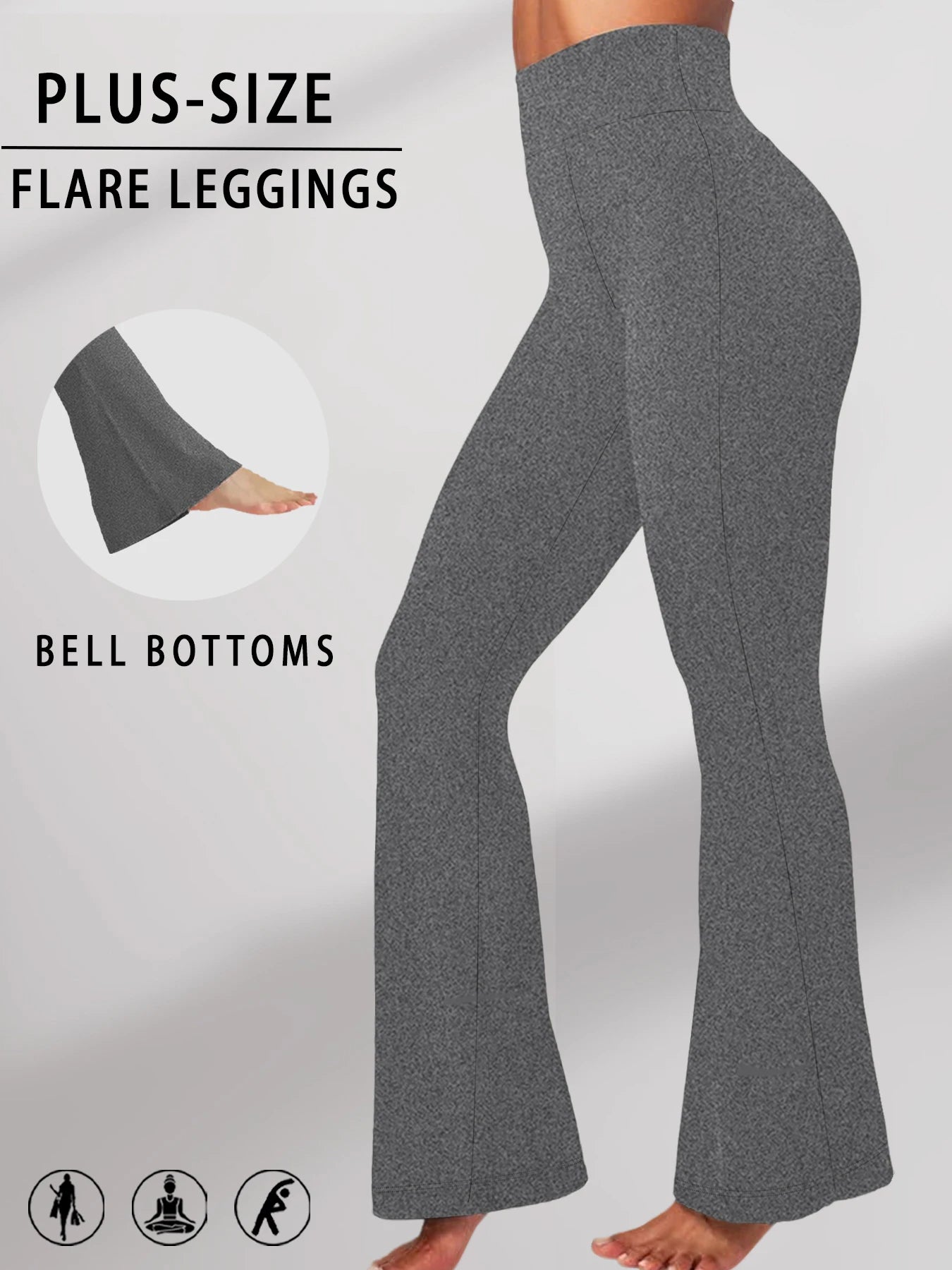 Plus Size Women's Super Soft Flare Pants High Waisted Tummy Control Workout Yoga Push Up Gym Fitness Long Leggings Bell Bottoms