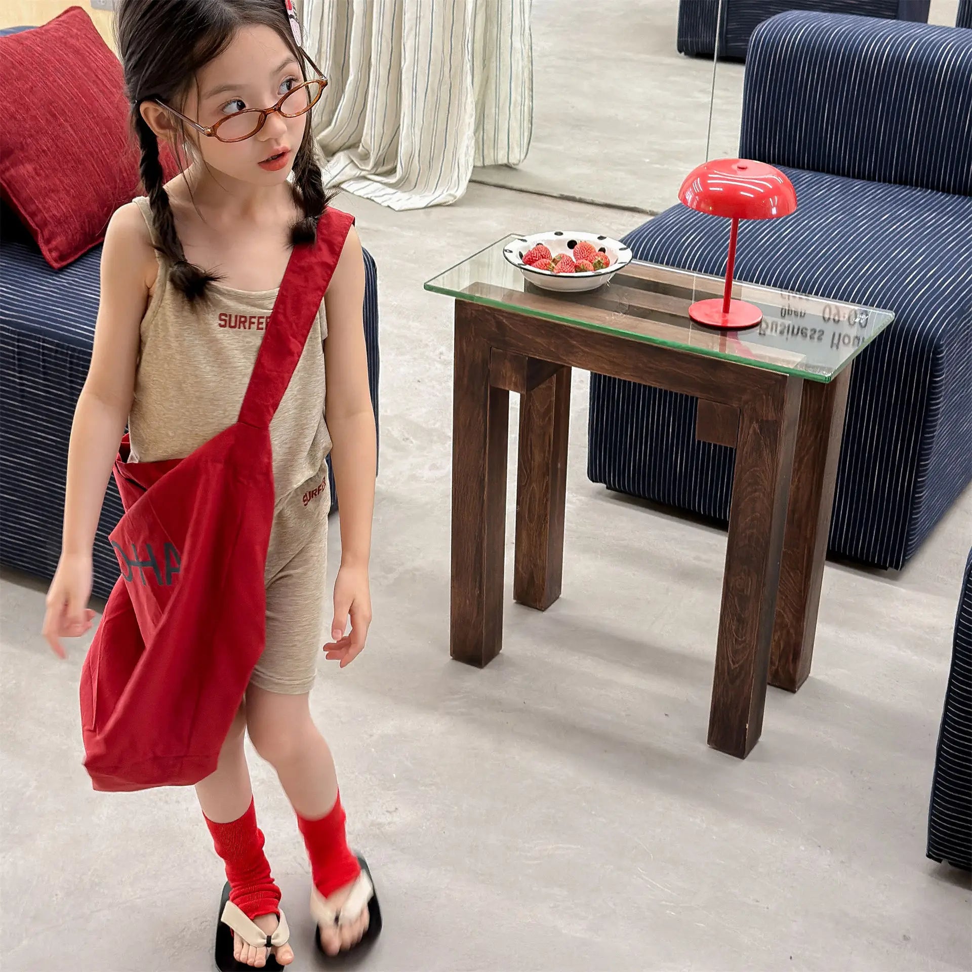 2026 Summer New Children Sleeveless Clothes Set Girls Thin Letter Print Sling Vest + Shorts 2pcs Suit Kids Cotton Outfits