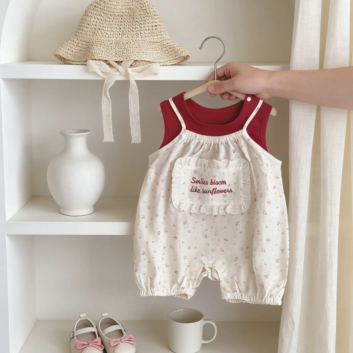 2026 Summer New Girls Sleeveless Clothes Set Baby Girl Sweet Floral Jumpsuit + Vest 2pcs Suit Infant Toddler Cotton Outfits