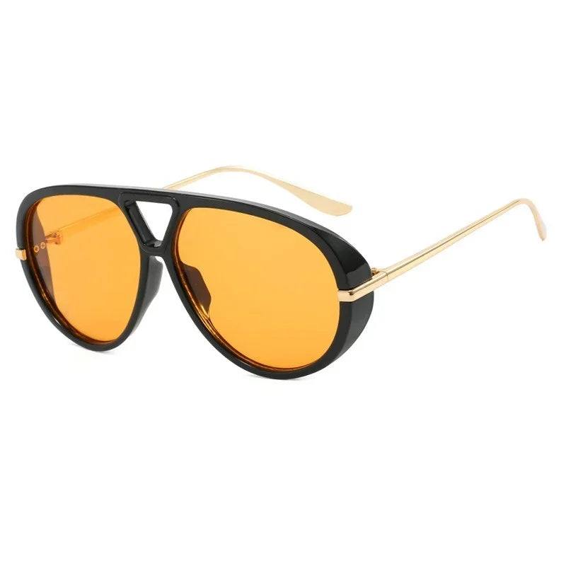 Vintage Retro Metal Double Bridges Round Sunglasses Women Brand Fashion Punk Gradient Shades Trending Sun Glasses Eyewear UV400