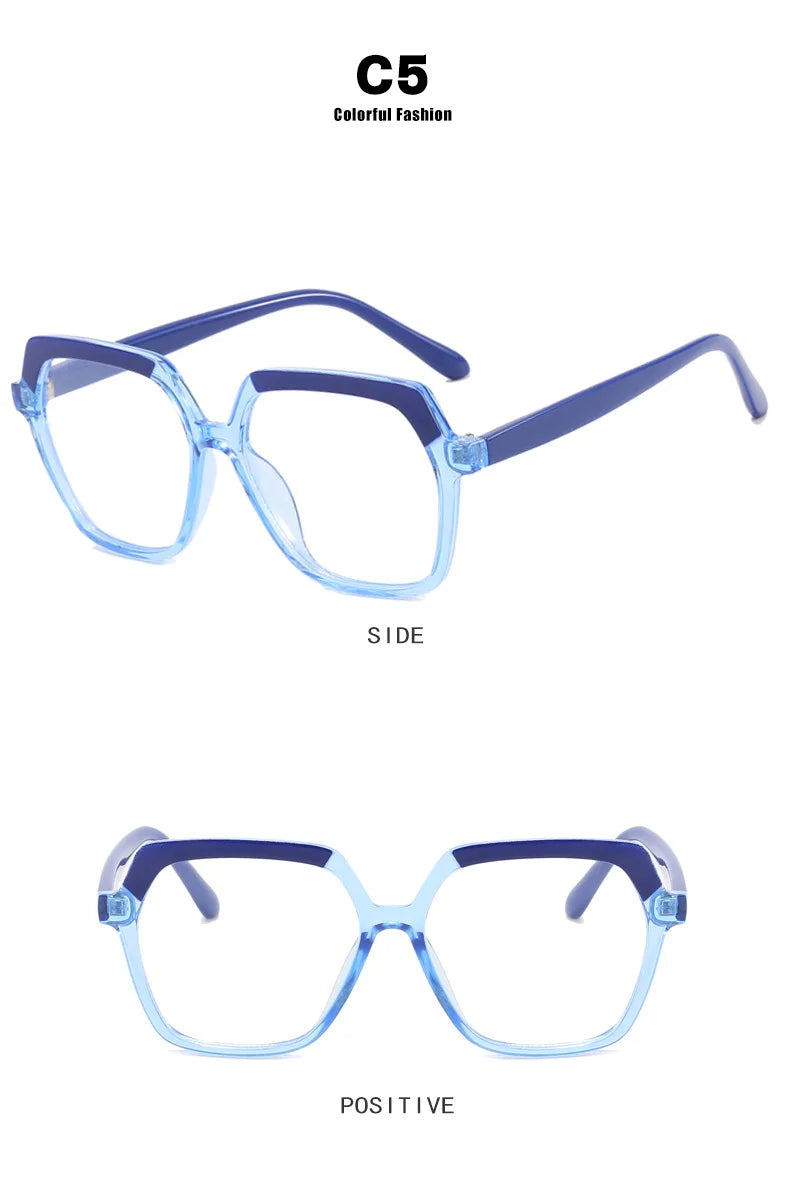 Eye Glasses Frame Fashion Casual Plain Glasses Anti Blue Light Retro Square Eyeglasses without Degrees Colorful Frame Eyewear