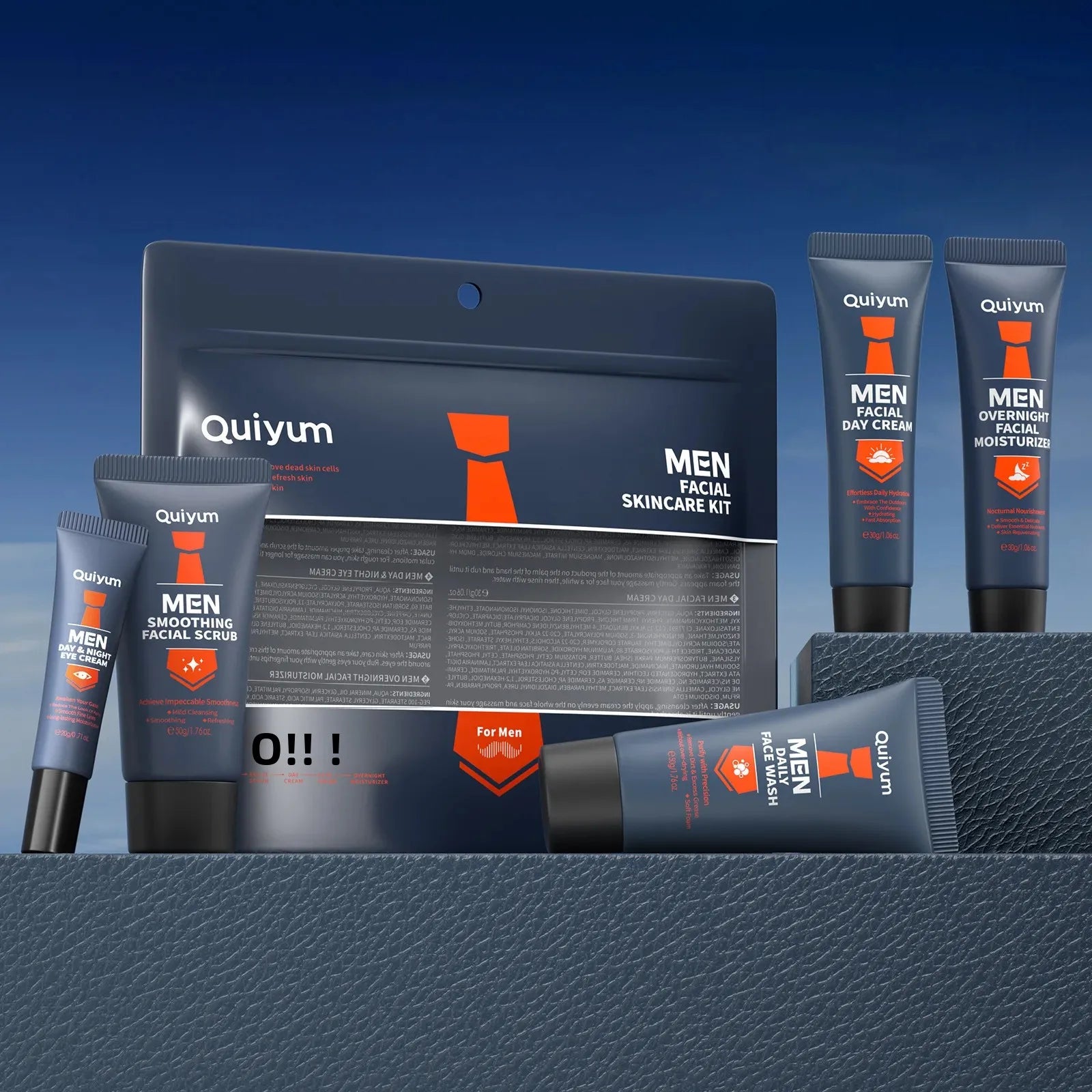 Men Skincare Set 5pcs Facial Scrub Wash Day Night Cream Moisturizer Eye Care Treatment Kit for Healthy Skin