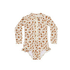 Summer RC Baby Girls Long Sleeve One-piece Swimsuit Set Toddler Girl Sunscreen Floral Bikini Suits Kids Swimwears Bodysuit 1-12Y