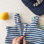 2026 Summer New Children Loose Casual Overalls Toddler Girls Sling Jumpsuit Cotton Boys Thin Striped Strap Shorts Kids Clothes