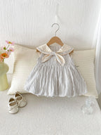 2026 Summer New Girls Preppy Style Striped Vest Dress Cotton Baby Girl Sailor Collar Sleeveless Dress Infant Toddler Clothes