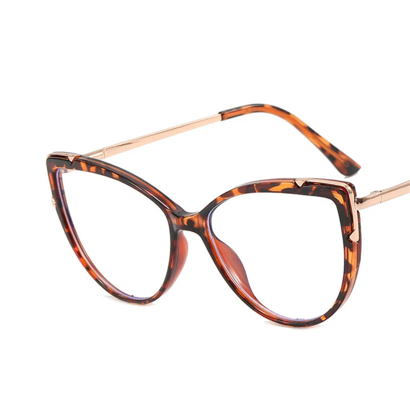 Metal Cat Eye Glasses Frame Woman Fashion TR90 Brand Designer New Trend Cateye Computer Eyewaer Gradient Color Frame Eyegalsses