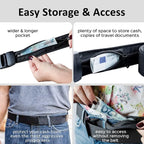 Travel Security Belt with Hidden Pocket Adjustable Cash Strap Slim Waist Wallet for Passport Money Anti-Pickpocket Waist Bag