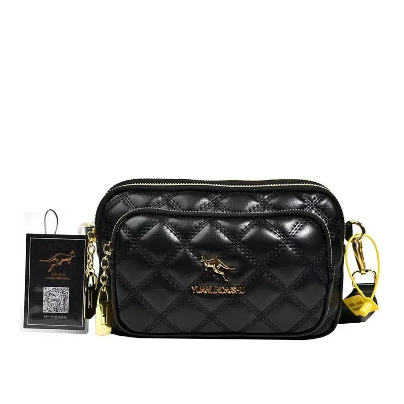 2024 Small Lingge Women's Bag New Trend Ins Small Fragrant Style Shoulder Bag Niche Handbag Three-layer Casual Crossbody Bag