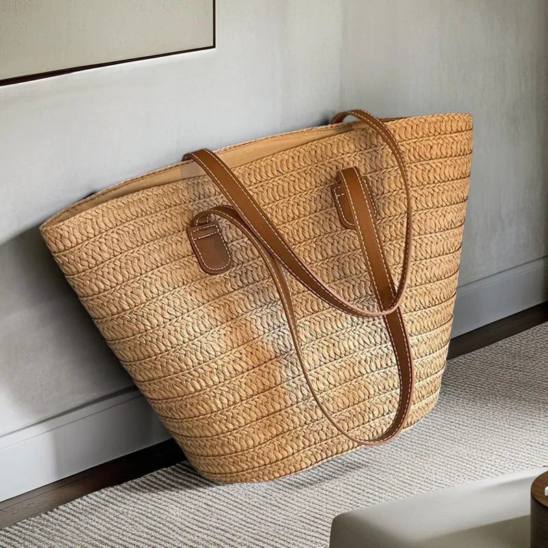 Luxury Designer Summer Beach Party Purses Shopper Tote Bag Women's Large Capacity Shoulder Bag Summer Straw Woven Basket Handbag