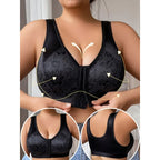 A Solid Color Plus Size Women's Bra Crop Sleep Top Featuring a Front Button And Back Design, Made from Soft And Comfortable