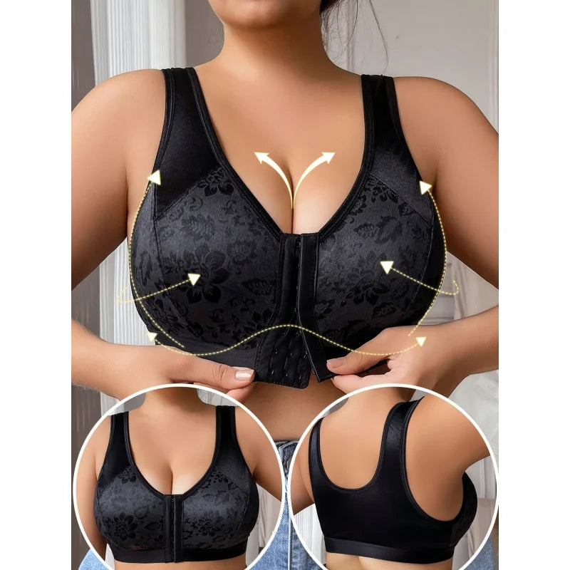 A Solid Color Plus Size Women's Bra Crop Sleep Top Featuring a Front Button And Back Design, Made from Soft And Comfortable