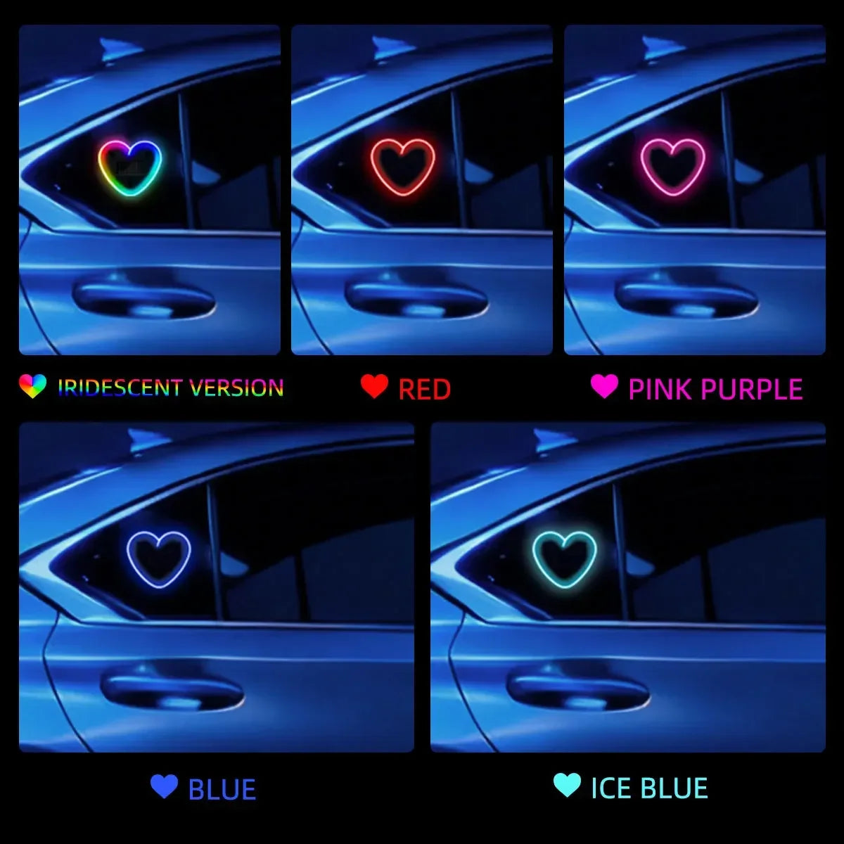 Solar Triangle Window Heart-Shaped Light Collision Prevention Breathing Light Electric Vehicle Car Tail Flashing Light