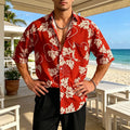 2026Men's Hawaiian Shirt Summer Short Sleeve Button Up Shirt Vintage Wave Print Casual Loose Blouse for Beach Vacation Holiday
