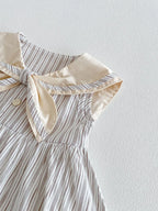 2026 Summer New Girls Preppy Style Striped Vest Dress Cotton Baby Girl Sailor Collar Sleeveless Dress Infant Toddler Clothes
