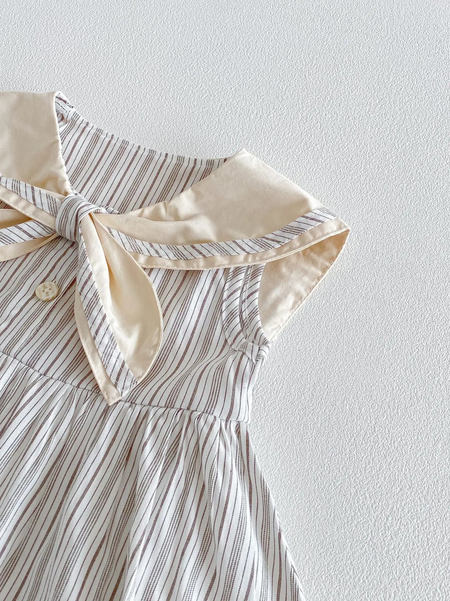 2026 Summer New Girls Preppy Style Striped Vest Dress Cotton Baby Girl Sailor Collar Sleeveless Dress Infant Toddler Clothes