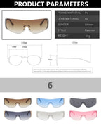 Cyberpunk Y2K Sunglasses Women Fashion Rimless One Piece Sun Glasses Men Vintage Shades 2000S Accessories 90S Gradient Glasses