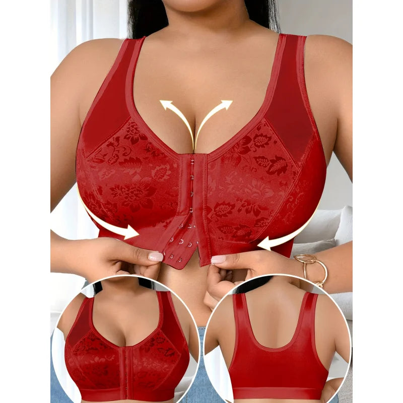 A Solid Color Plus Size Women's Bra Crop Sleep Top Featuring a Front Button And Back Design, Made from Soft And Comfortable