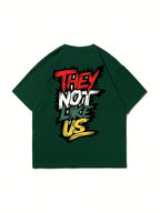 Men's 100% pure cotton fashionable casual loose THEY NOT LIKE US graffiti print round neck short sleeved T-shirt versatile top