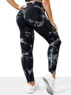 Women's Tie dye Seamless High-Waisted Yoga Pants Tummy Control Belly Band Pants Comfortable Stretchy Leggings for Women
