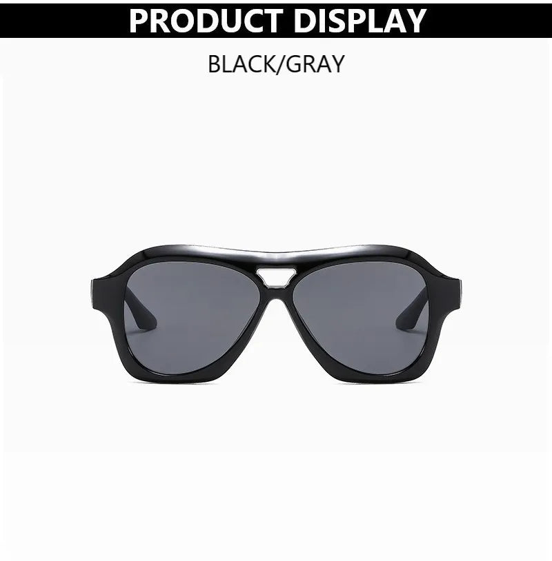 Retro Double Beam Large Frame Sunglasses for Women New Retro Fashion Brand Square Sun Glasses Eyeglasses Men Lentes De Sol Mujer