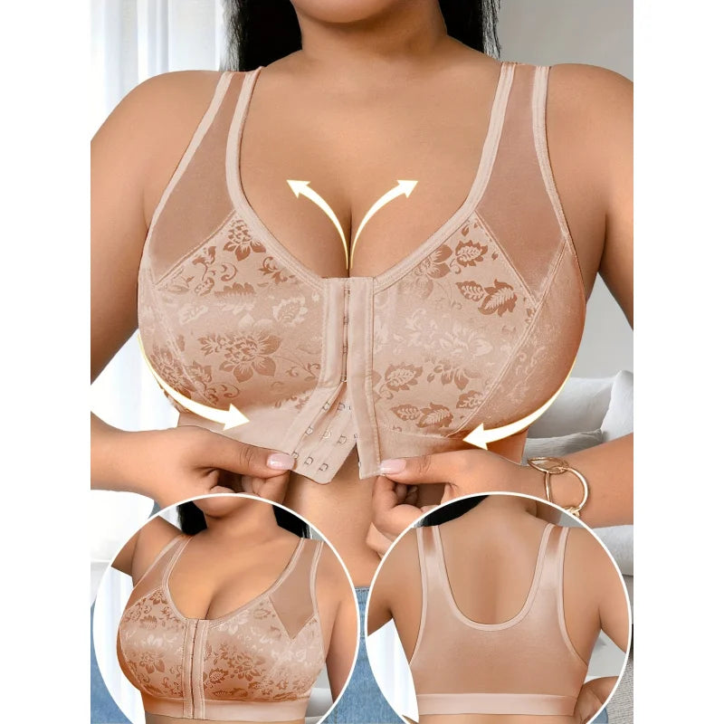 A Solid Color Plus Size Women's Bra Crop Sleep Top Featuring a Front Button And Back Design, Made from Soft And Comfortable