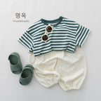 2026 Summer New Children Short Sleeve T Shirts Boys Casual Striped Tee Toddler Girls Cotton Loose Tops Kids Clothes